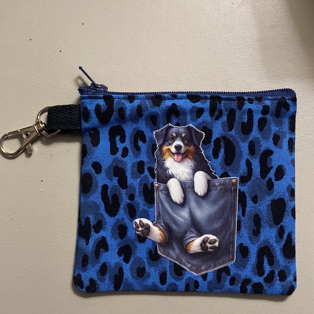 Bernese Mountain Dog lined zippered coin purse pouch with lobster clasp